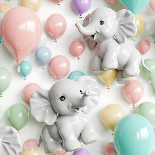 Seamless 3D Inflated Glossy Vinyl Balloons PBR Texture in Pastel Colors