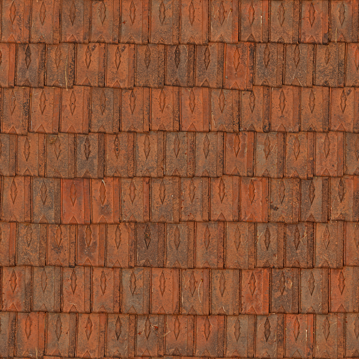 Clay Roof - Weathered Uneven Clay Roof Tiles seamless PBR texture preview