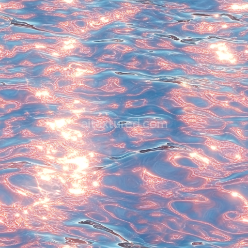 Seamless 3D PBR Texture of Iridescent Water Surface with Wavy Sunlit Reflections