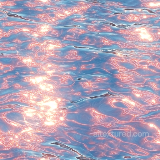 Iridescent Water Surface Seamless Texture with Wavy Sunlit Reflections seamless Water PBR texture