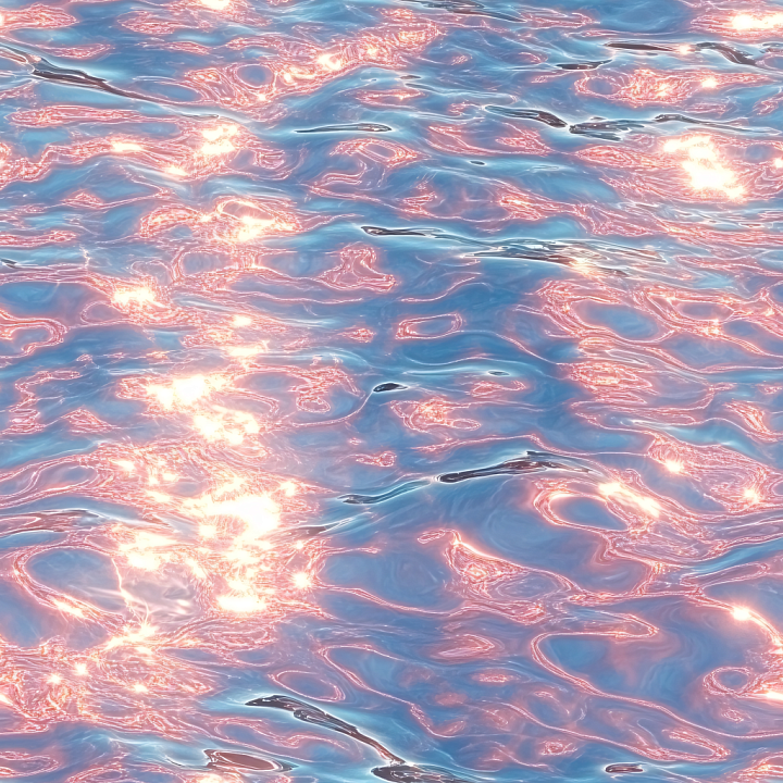 Iridescent Water Surface with Wavy Sunlit Reflections seamless PBR texture preview