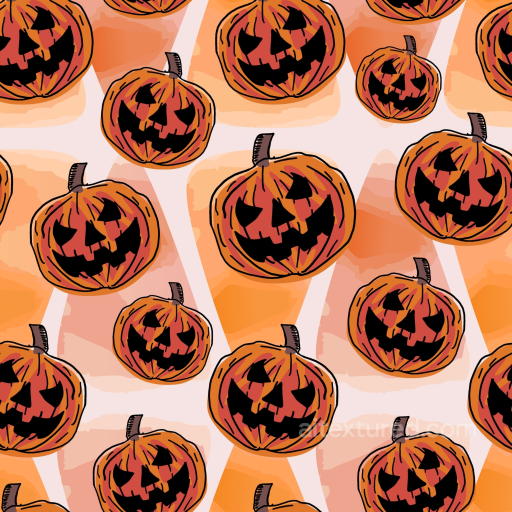 Watercolor Halloween Pumpkin Texture with Hand-Drawn Style seamless Watercolor Halloween PBR texture