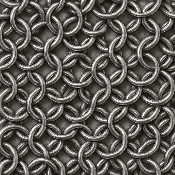Of Interlinked Rings Metal Chainmail Surface seamless PBR texture preview