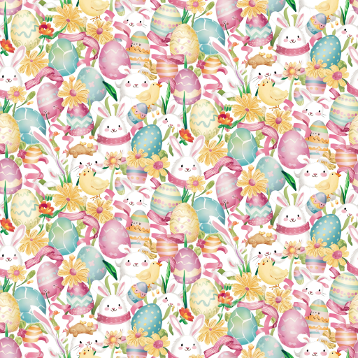 Easter Digital Paper Texture with Bunnies, Eggs & Flowers seamless All Easter Digital paper PBR texture