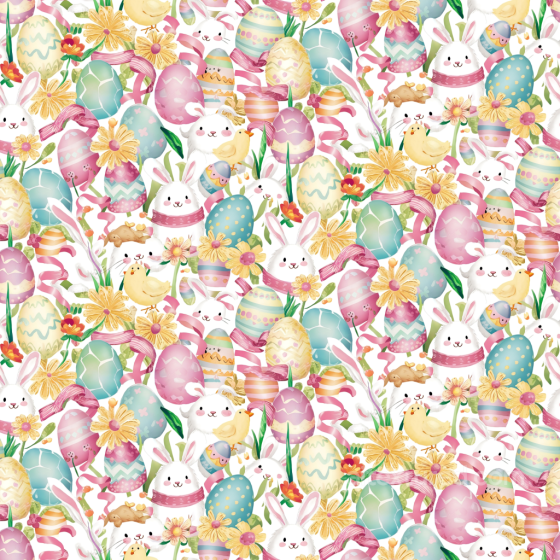 Easter Digital Paper Texture with Bunnies, Eggs & Flowers All Easter Digital paper texture preview