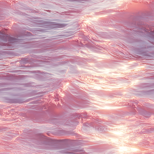 Water PBR Texture Featuring Stylized Pink Sunset Ocean Waves seamless Water PBR texture