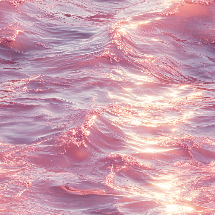 Water Featuring Stylized Pink Sunset Ocean Waves seamless PBR texture preview