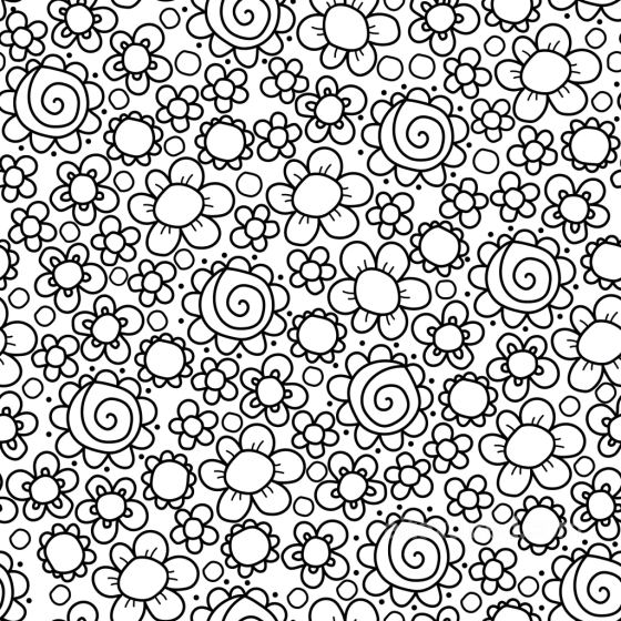 White & Black Texture of Black and White Hand-Drawn Flower Pattern White & Black texture preview