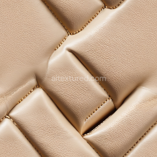 Seamless 3D PBR Quilted Beige Leather Upholstery Texture with Detailed Grain and Stitching