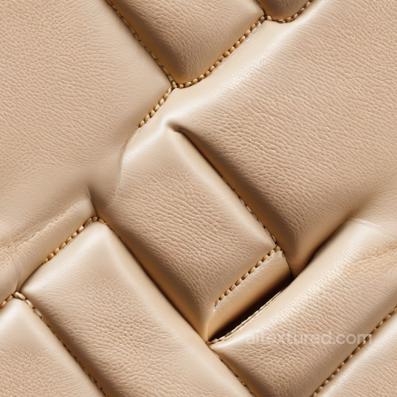 Quilted Beige Leather Upholstery Texture with Detailed Grain and Stitching Leather texture preview