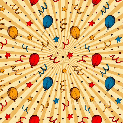 Birthday Texture with Colorful Balloons and Streamers seamless Birthday PBR texture