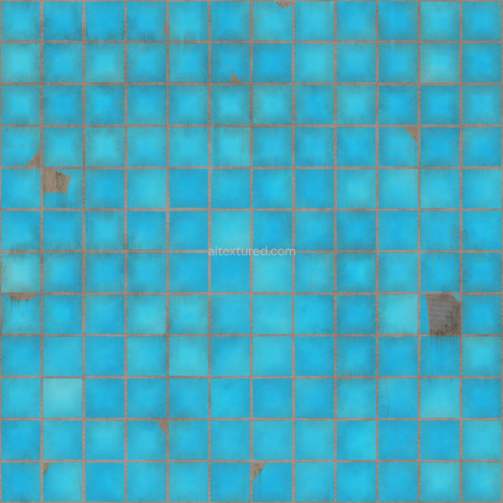 Seamless blue tiles PBR texture with various maps