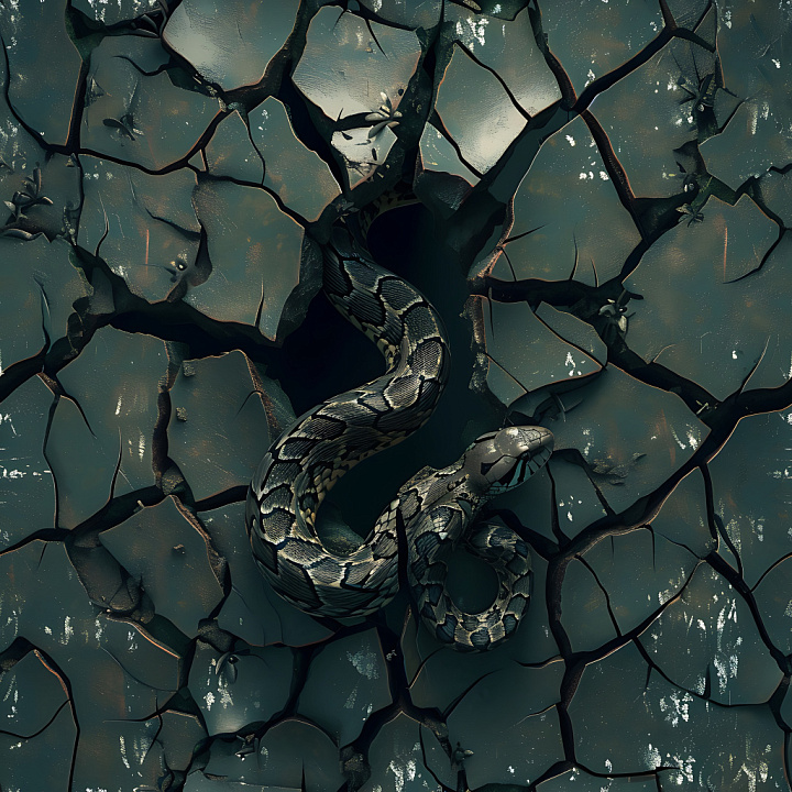 Cracked Dry Earth with Deep Holes and Natural Fractures seamless PBR texture preview