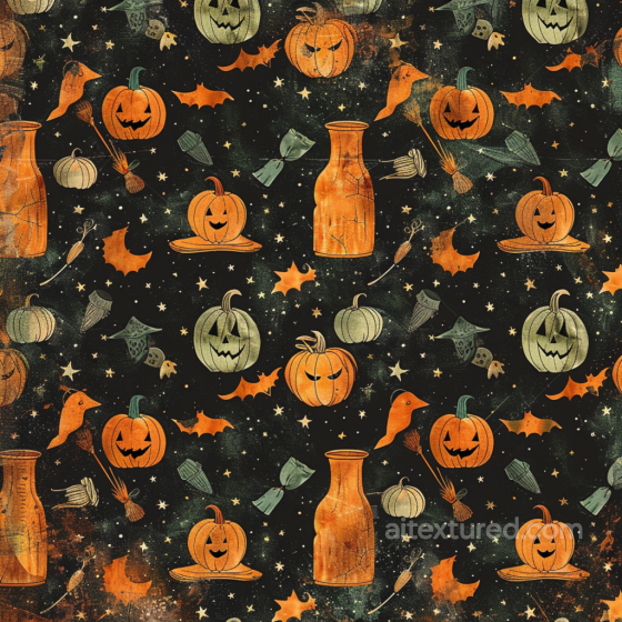 Featuring Vintage Halloween Pumpkins and Potion Bottles Vintage Halloween texture preview