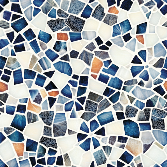 Mosaic PBR Texture Featuring Blue and Orange Stone Chip Pattern Mosaic texture preview
