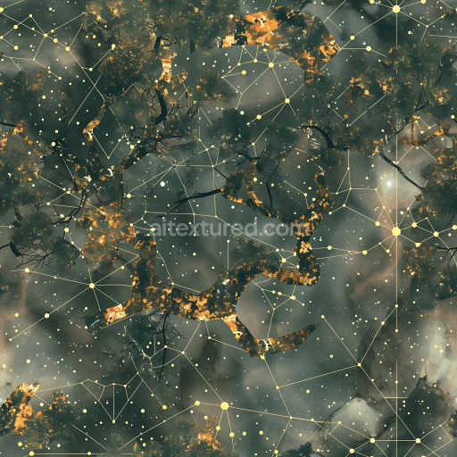Seamless 3D Stylized Cosmic Camouflage PBR Texture with Starry Constellation Pattern