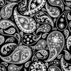seamless Seamless 3D PBR Retro Paisley Fabric Texture with Black and White Floral Pattern texture 8k free download PBR