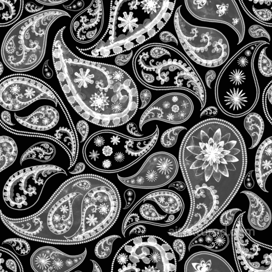 Retro Paisley Fabric Texture with Black and White Floral Pattern Retro Paisley texture preview