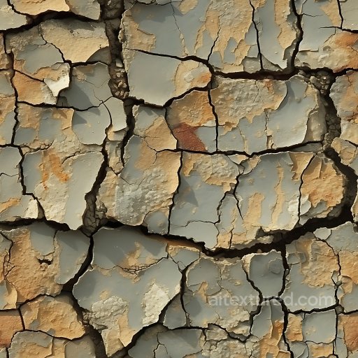 cracked dry earth and soil PBR texture with peeling layers and deep fissures seamless Cracked & Holes PBR texture
