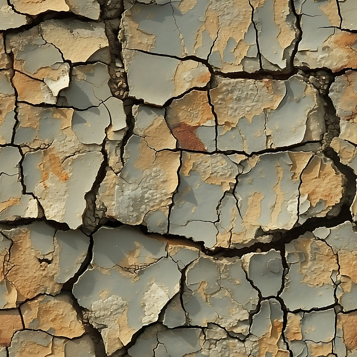 Cracked Dry Earth And Soil With Peeling Layers And Deep Fissures seamless PBR texture preview