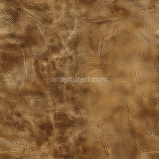 Seamless 3D PBR Texture of Distressed Tan Leather with Deep Wrinkles and Grain