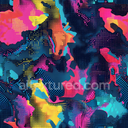 seamless Seamless 3D Futuristic Digital Camouflage PBR Texture with Neon Halftone and Abstract Color Blotches texture 8k free download PBR