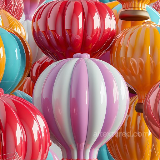 Inflated Balloon Vinyl Panels PBR Texture in Bright Multicolor seamless Inflated PBR texture
