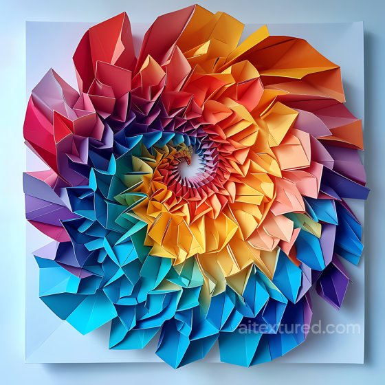 Of Vibrant Rainbow-Colored Origami Folds Spiral Animal texture preview