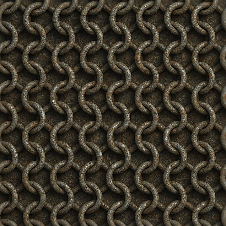 Chainmail With 4 in 1 Chain Weave And Aged Iron Finish seamless PBR texture preview