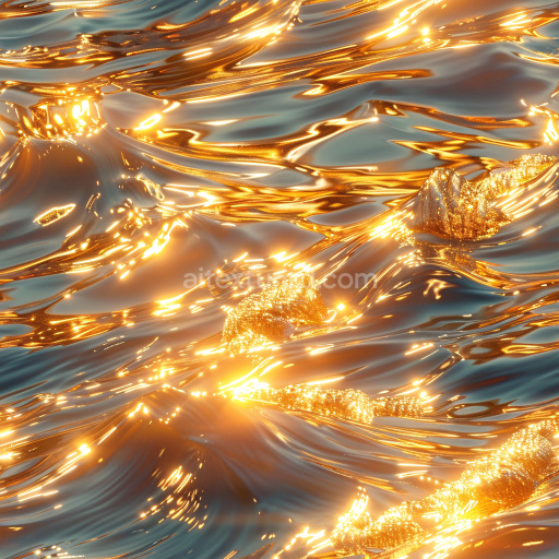Seamless 3D PBR Texture Featuring Glossy Fluid Gold-Orange Waves