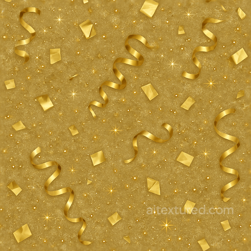 Gold Foil Metallic Confetti And Ribbons For New Year Celebrations seamless New Year PBR texture