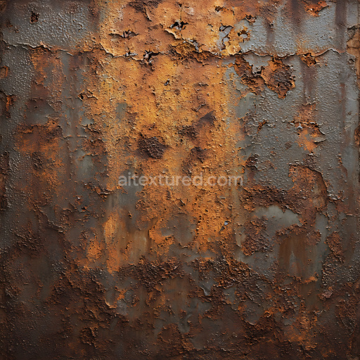 Seamless 3D PBR Texture of Rusted Metal with Cracked and Peeling Paint