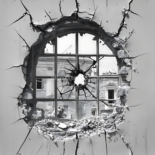 Seamless 3D Cracked Plaster Texture with Circular Hole and Jagged Fractures