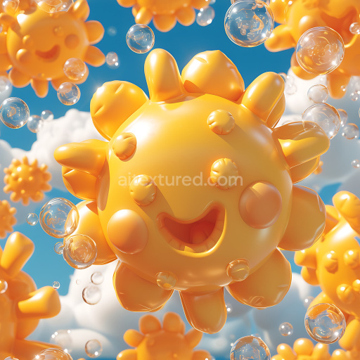 Seamless 3D Inflated Spiky Sunny Texture in Bright Yellow