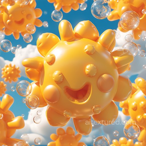 Inflated Spiky Sunny Texture in Bright Yellow seamless Inflated PBR texture