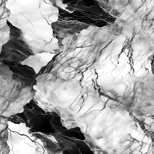 Seamless 3D Black and White Marble PBR Texture with Bold Veins and Polished Finish