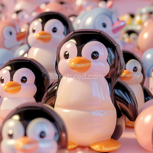 Seamless 3D Inflated Vinyl Penguin Panels PBR Texture in Glossy Black and White