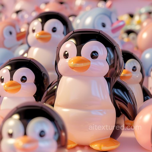 Inflated Vinyl Penguin Panels PBR Texture in Glossy Black and White seamless Inflated PBR texture