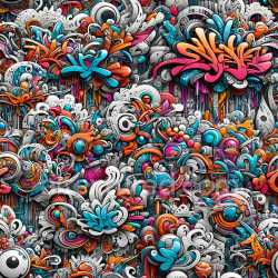 seamless Seamless 3D PBR Texture of Detailed Vibrant Graffiti Street Art with Colorful Layers texture 8k free download PBR