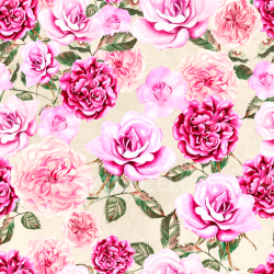 seamless Seamless 3D PBR Texture Featuring Hand-Painted Pink and Red Rose Flowers with Green Leaves texture 8k free download PBR