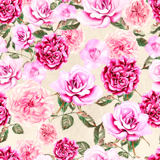 Featuring Hand-Painted Pink and Red Rose Flowers with Green Leaves Flower texture preview