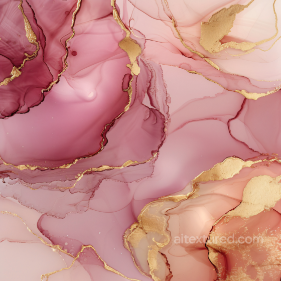 Alcohol Ink PBR Texture Featuring Pink Hues and Luxurious Gold Veining Alcohol ink texture preview