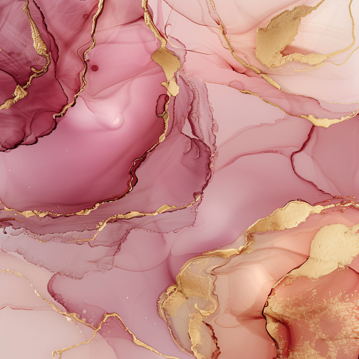 Alcohol Ink Featuring Pink Hues and Luxurious Gold Veining seamless PBR texture preview