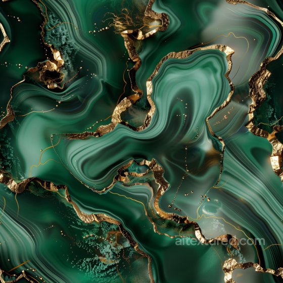Glossy Texture Featuring Deep Green Agate Layers with Glossy Gold Veins Glossy texture preview