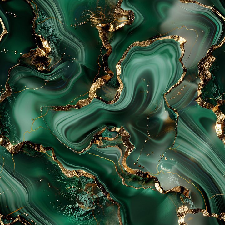 Glossy Featuring Deep Green Agate Layers with Glossy Gold Veins seamless PBR texture preview