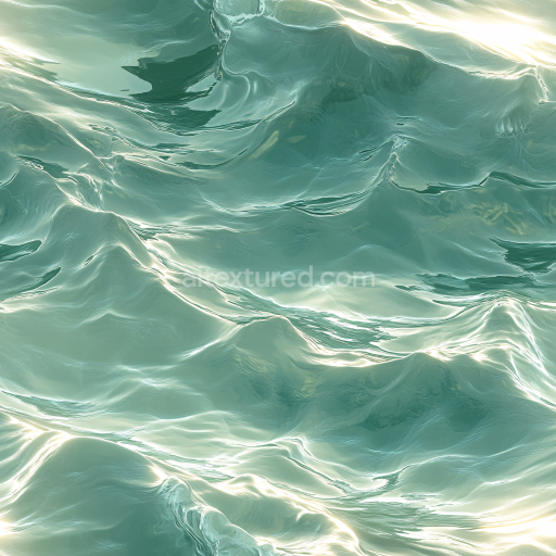 Seamless 3D PBR stylized ocean water texture with smooth luminous waves