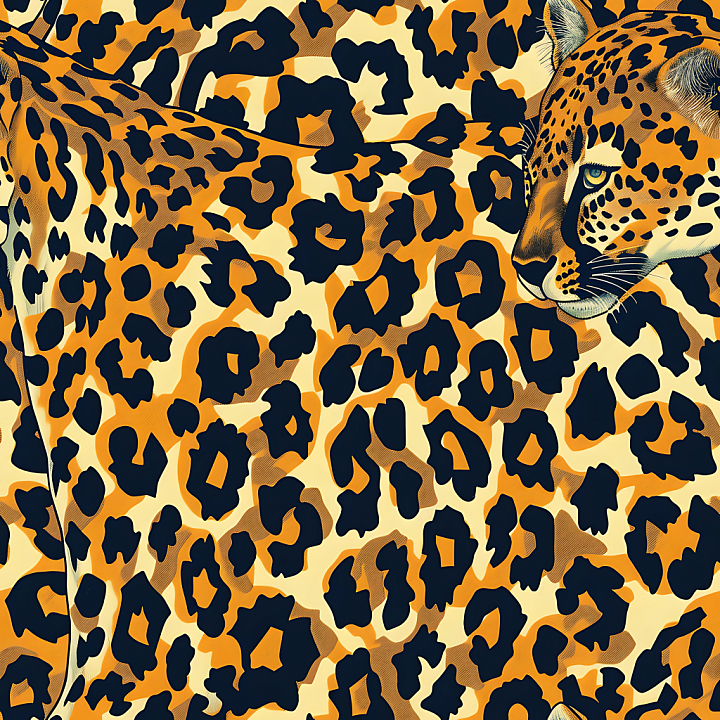 Leopard Print Camouflage with Stylized Animal Pattern and Warm Earth To… seamless PBR texture preview