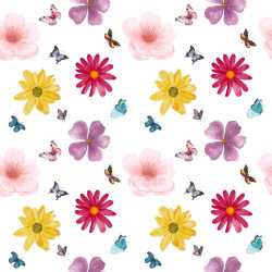 Pattern Bundle - Seamless 3D Pattern PBR Texture Featuring Watercolor Flowers and Butterflies texture preview