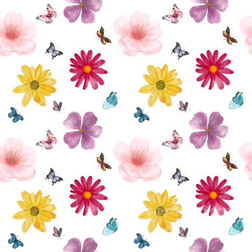 Pattern PBR Texture Featuring Watercolor Flowers and Butterflies seamless Pattern Bundle PBR texture