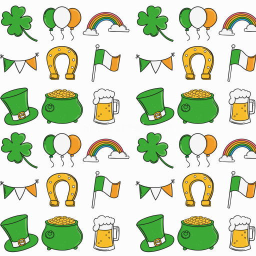 Seamless 3D PBR Texture Featuring St Patrick Digital Paper Icons